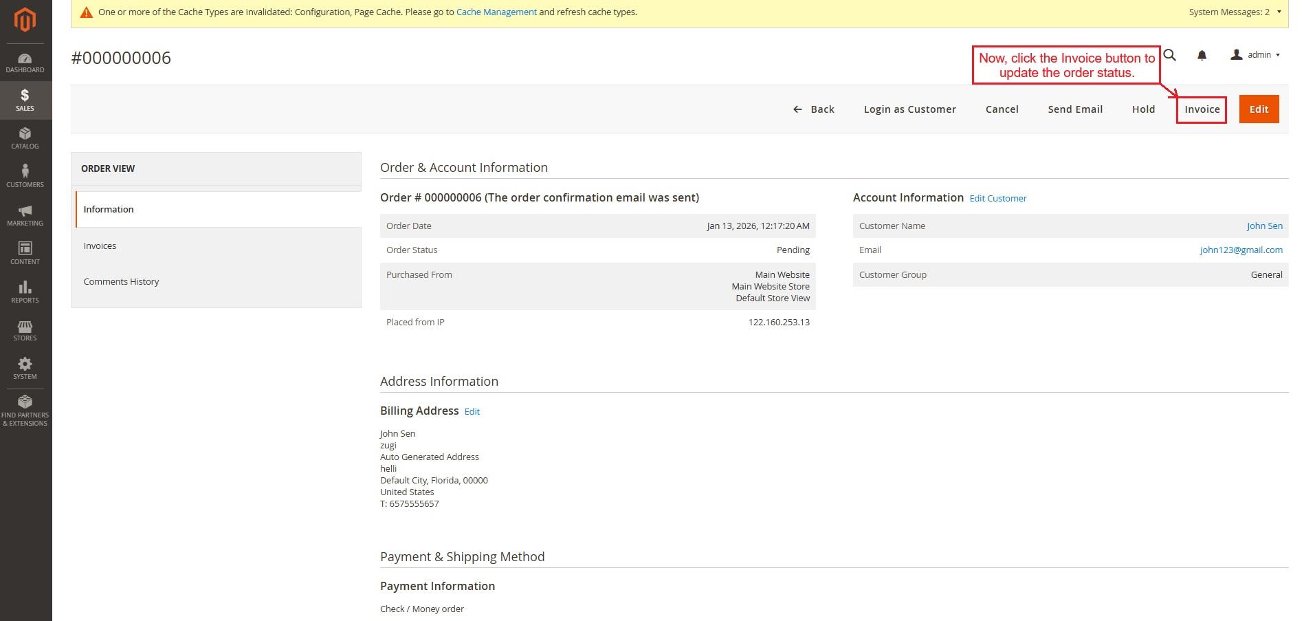 invoice page