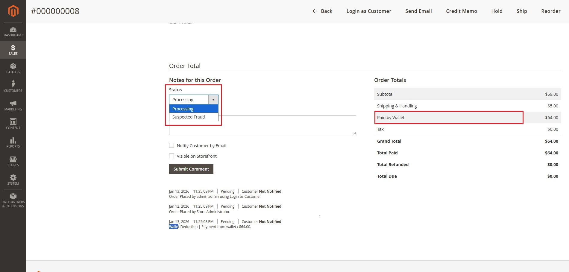 Order total details