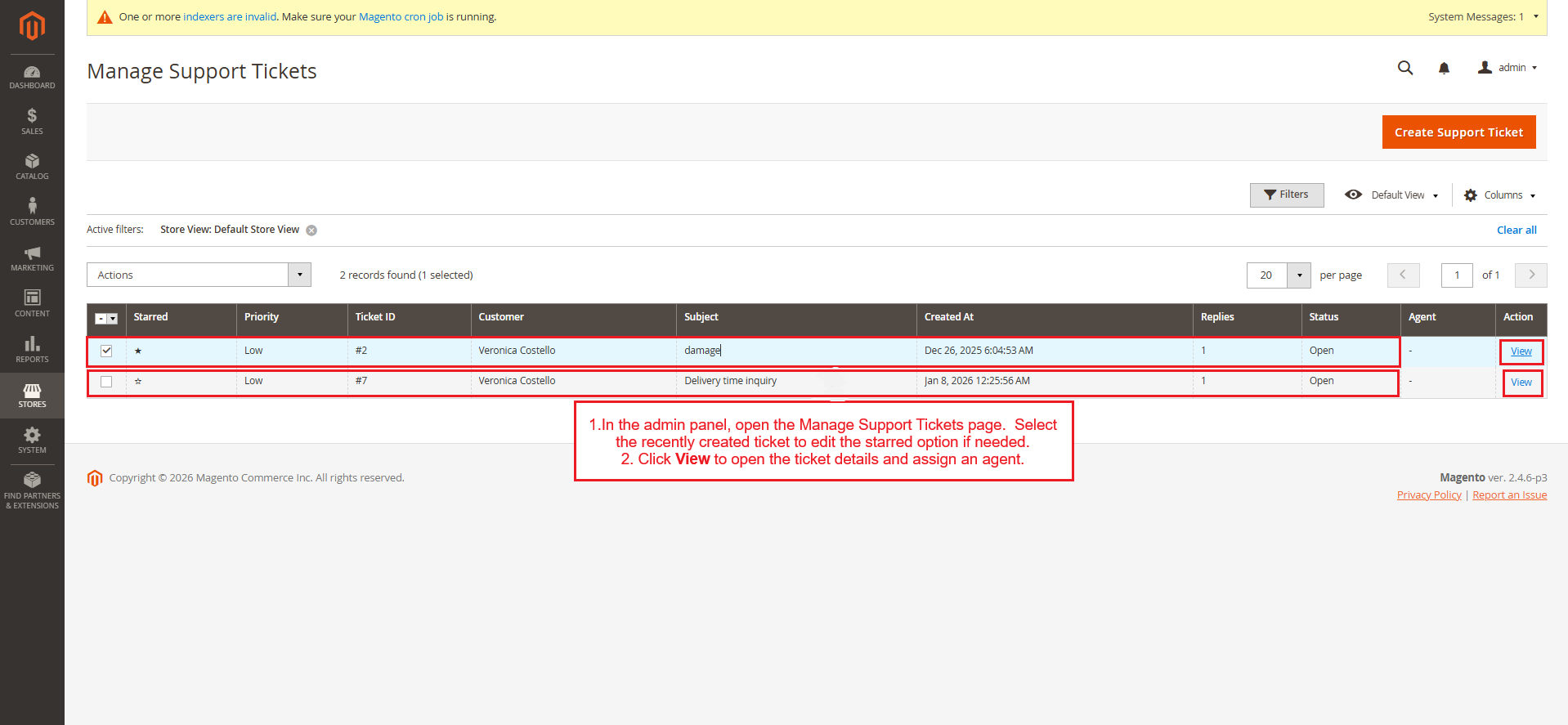 Create support ticket details page